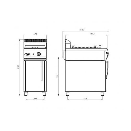 Жарочная поверхность Grill Master газовая Ф1ПЖГ/800 (закрытый стенд)