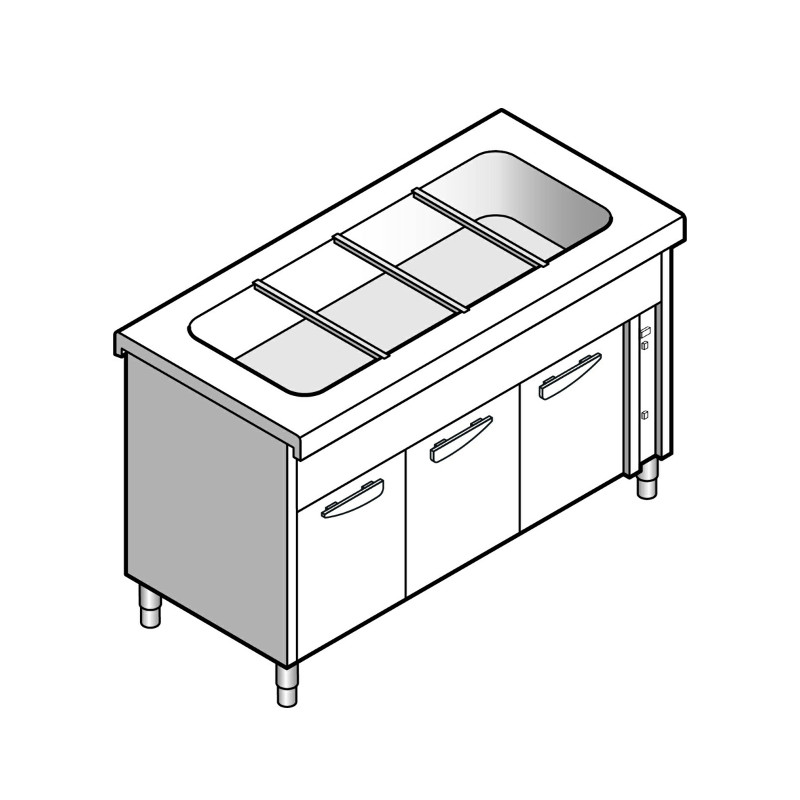 Прилавок-мармит для 1 и 2 блюд EMAINOX 8EAB11 8045014 с нейтральным шкафом