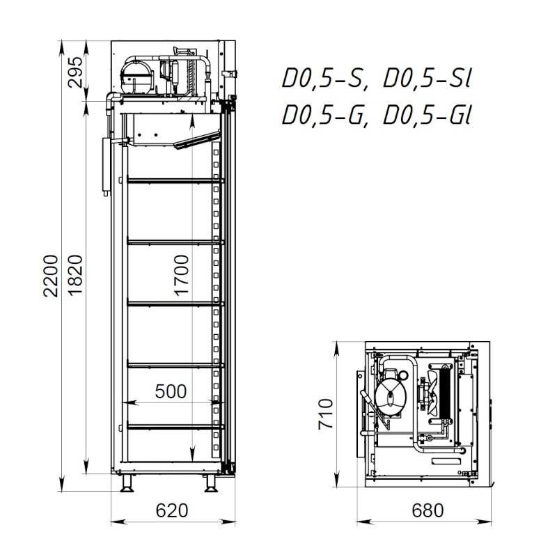 Шкаф холодильный ARKTO D 0.5-G без канапе